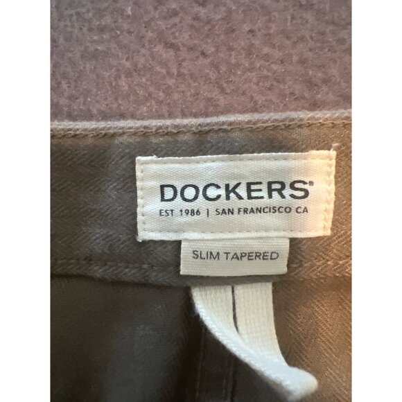 Dockers Slim Tapered Men’s Khaki Pants 36x30 Stretch Cotton Blend, Herringbone - Picture 3 of 9